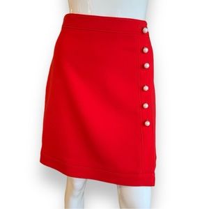 ANNE TAYLOR CHRISTMAS RED A-LINE PEARL ACCENT SKIRT. WOMEN’S SIZE 8 PETT…